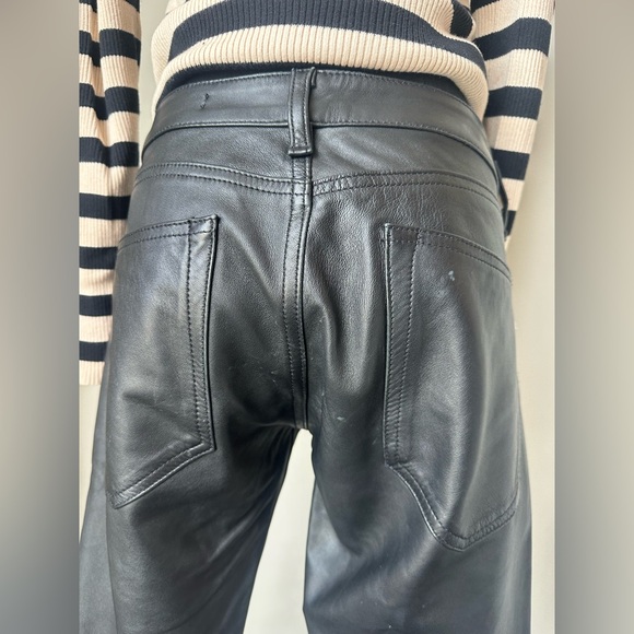 Like New! rag & bone The Dre Leather Straight Leg Boyfriend Pants Black Sz 25 - Picture 5 of 8